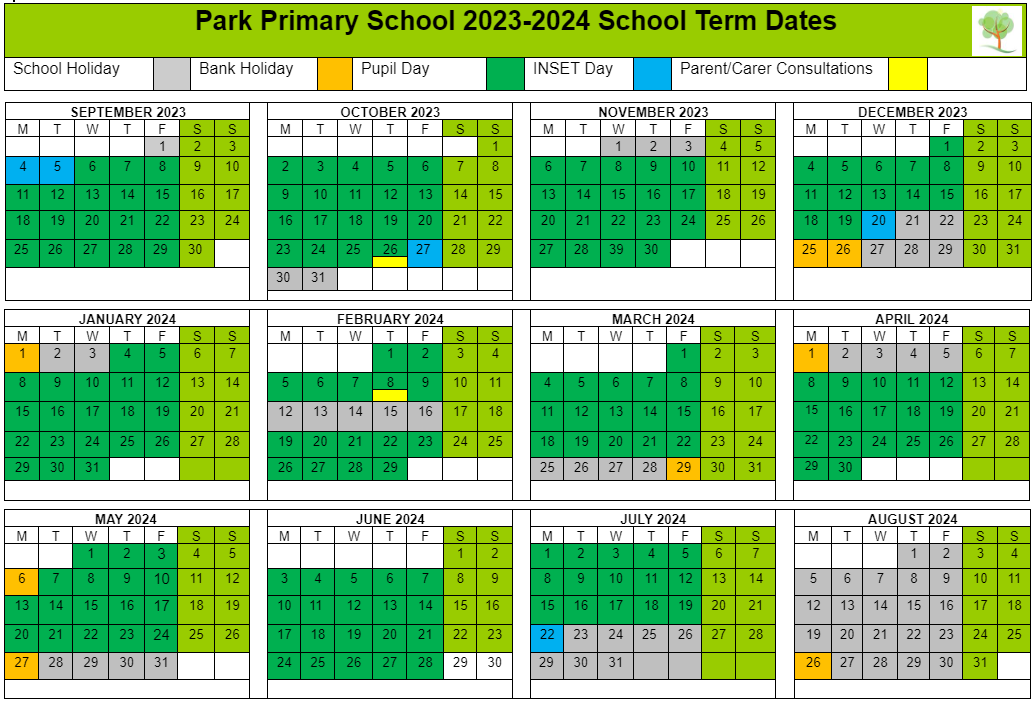 term dates 2324 Park Primary School